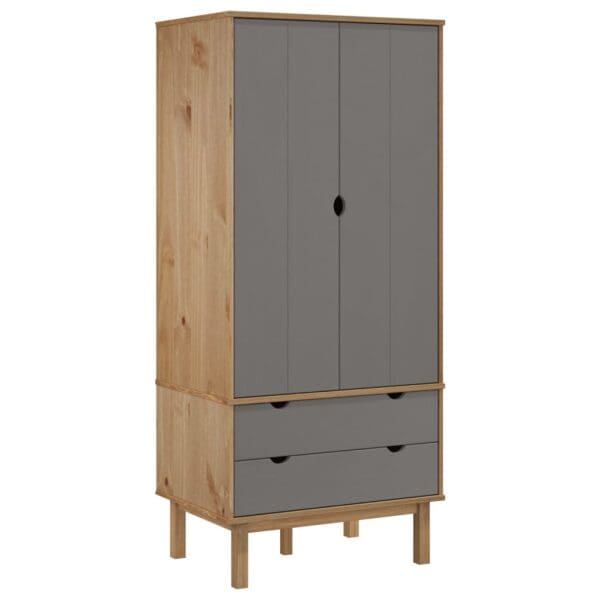 Ντουλάπα Καφέ/Γκρι 76,5 x 53 x 172 cm, Μασίφ Ξύλο Πεύκου.