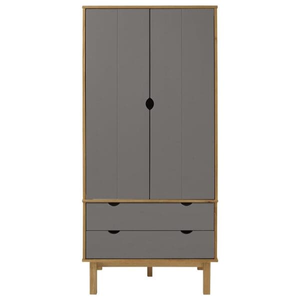 Ντουλάπα Καφέ/Γκρι 76,5 x 53 x 172 cm, Μασίφ Ξύλο Πεύκου. - Image 3